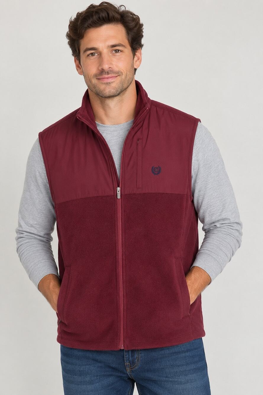 Chaps Men’s Fleece Full Zip Vest Burgundy Maroon Size Large L NWOT